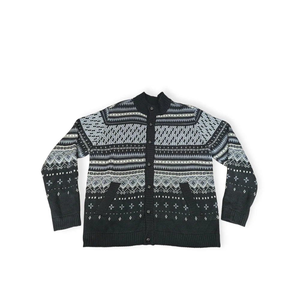 LRG Men's Black and Gray Cardigan Sweater - Picture 3 of 7